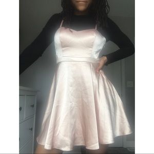 Champagne Pink Satin Skater Dress